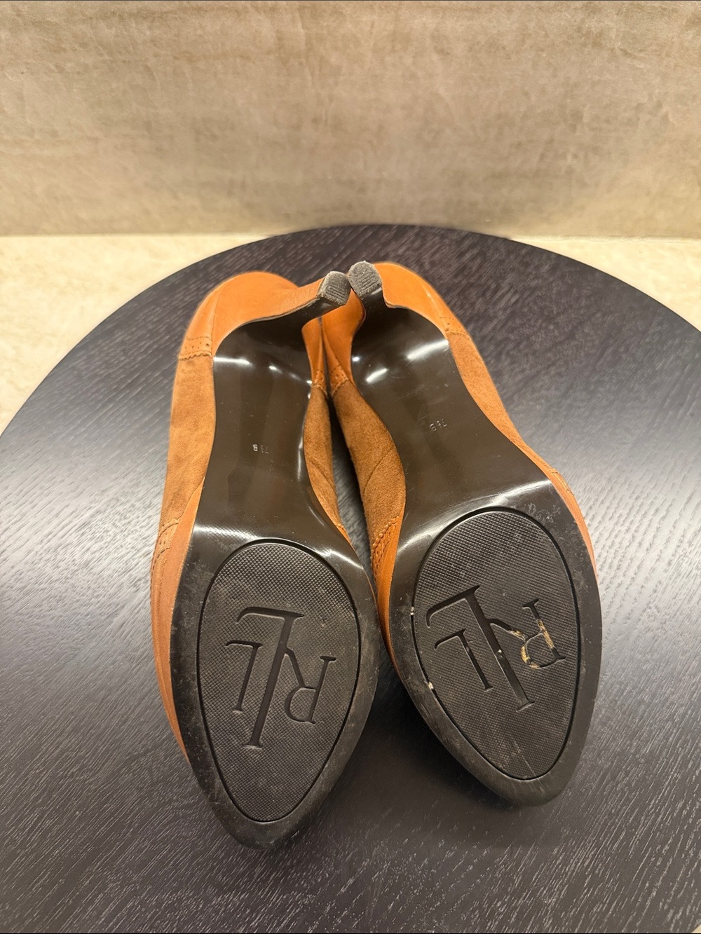 Ralph Lauren Brown Suede & Leather Brogue High Heels - Picture 6 of 6